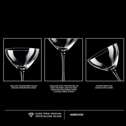 Krosno Martini Glasses Set of 6, 8.3 oz, Harmony Collection | Cocktail Glasses, Drinking Set, Espresso Martini, Lead-Free Crystal, Dishwasher Safe - style: Martini 8.3 oz (Set of 6)