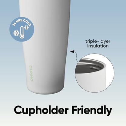 Owala FreeSip Tumbler Stainless Steel Water Bottle 40 oz Iced Breeze | Triple-Layer Insulation | Leak-Proof Lid with Push-Button | Double Threaded Lid for Left and Right-Handed Drinking - color: Iced Breeze, size: 40 Ounces
