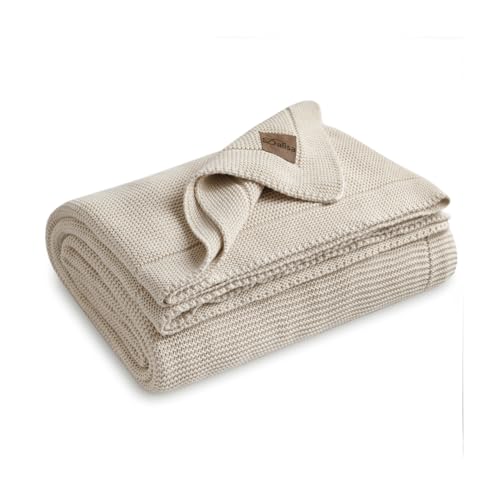 Dalisa 100% Organic Turkish Cotton Throw Blanket - GOTS Certified, Cozy - Perfect for Couch, Bed, and Home Decor - Boho Vintage Knit Alina (Earth Ivory, 60x80) | Boho vintage knit, soft and cozy all-season layer, for couch, bed and home decor - color: Ear