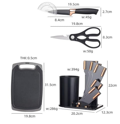 19 Pieces Kitchen Cooking Utensils and Knife Set with Holder Block, Include 11 Pcs Silicone Cooking Utensils 5 Pcs Sharp Stainless Steel Knives Scissors Whisk Tongs and Cutting Board (LIGHT BLUE) - color: Light Green