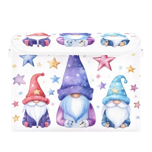 Cute Gnomes Storage Bins with Lids and Carrying Handle,Foldable Storage Boxes Organizer Containers Baskets Cube with Cover for Home Bedroom Closet Office - color: Cute Gnomes
