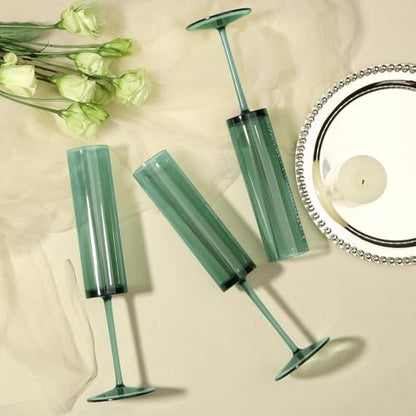 12 Pack Acrylic Dark Green Wine Glasses Green champagne glasses Champagne Flutes Sparkling Wine Glasses Wine Goblets Wedding Glassware Set Drinkware Glasses for Wedding Bar Celebration Baby Shower - color: Green, size: 12 Pack
