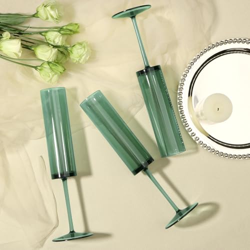 24 Pack Acrylic Dark Green Wine Glasses Green champagne glasses Champagne Flutes Sparkling Wine Glasses Wine Goblets Wedding Glassware Set Drinkware Glasses for Wedding Bar Celebration Baby Shower - color: Green, size: 24 Pack