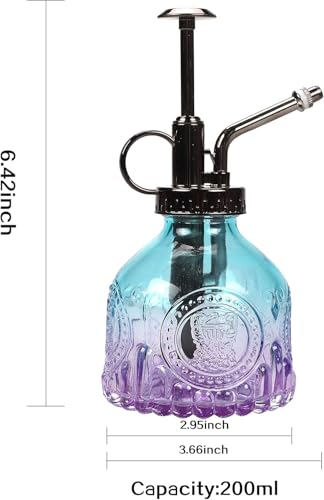 Glass Plant Mister Spray Bottle 200ML Watering Bottle with Top Pump Watering Can for Indoor Outdoor House Plants,Flowers (Blue-Purple)