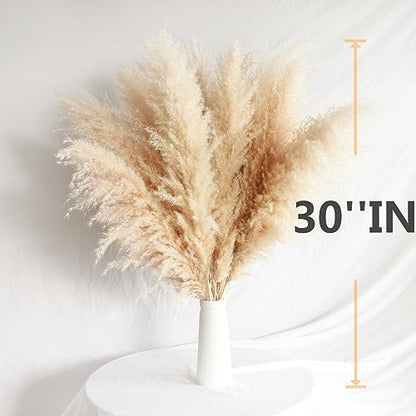 10 Stems 30" inch Dried Pampas Grass Decor Tall, Large Pompas Grass, Boho Neutral Home Decor Bouquet, Fluffy Pampass Grass for Floor Vase Wedding Floral Arrangements Wall Farmhouse Table Decor
