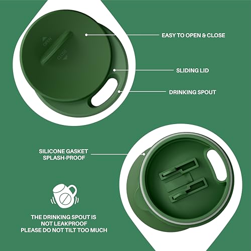 Ideus 16 oz Insulated Coffee Mug with Handle and Lid, Double Wall Stainless Steel Vacuum Thermal Coffee Mug, Travel Coffee Cup Thermal Cup for Home and Office (Green Zebra, FUJI DAWN) - color: Green Zebra