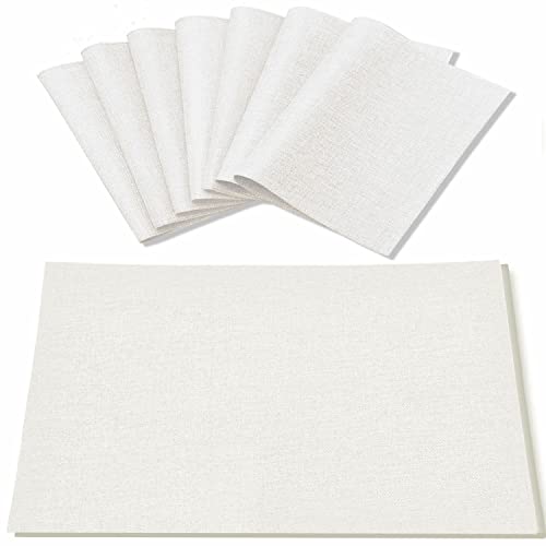 Cloth White Placemats Set of 8, Linen Type Fabric Placemats Machine Washable Heat Resistant Placemats Polyester Place Mats for Halloween, Thanksgiving and Christmas Dining Table (White) - color: White, size: Placemats 12'' x 18'', Set of 8
