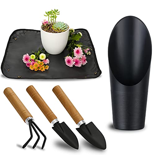 5Pcs Succulent Tool Set, Mini Garden Tools for Plant Care (No Flowerpot) | Plant Potting Mat as Plant Accessories,Succulent Gardening Hand Tools Kit for Seedling Soil,Gifts for Woman’s Gardening work - style: Classic Garden Tools