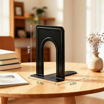 HappyHapi 14 Pairs Book Ends, Heavy Duty Bookends for Shelves, Black | Book Holder for Shelf, Non-Skid Metal Book Holders, Book Ends for Heavy Books, Book Stopper for Library, Office Organization. - size: 14 pairs