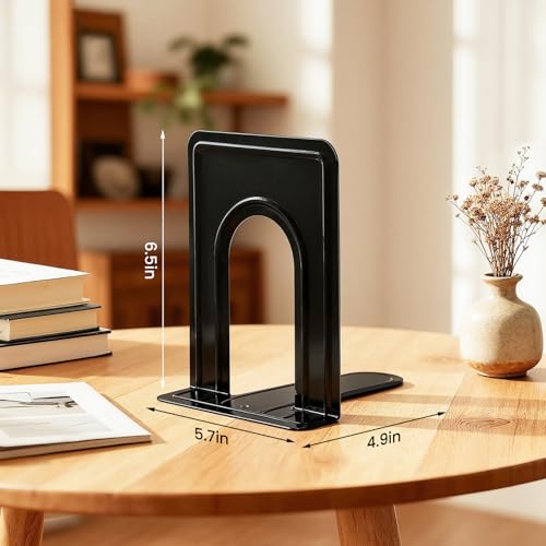 Happyhapi 14 Pair Book Ends for Shelves, 28 Pcs Metal Bookends Book Holder for Shelf, Heavy Book Stopper for Desk, Simple Library Office Home Bookend, 4.9 x 5.7 x 6.5 in, Black (Pack of 2) - size: 14 pairs (Pack of 2)
