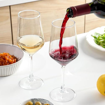 Wine Glasses Set of 4, 13.5oz Red White Wine Glasses,Lead-free Long Stem Wine Glasses for Home, Party, Wedding, Ideal Wine Accessories Gift,Clear