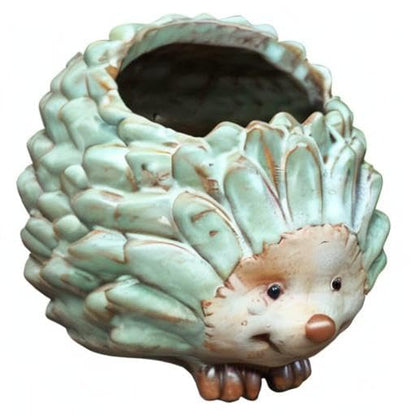 Cute Animal Shaped Vase Pot Home Decoration for Small Succulent Plants Cartoon Flower Pot Ceramic Succulent Planter with Drainage Hole Succulent Holder (Small Hedgehog) - size: Small Hedgehog