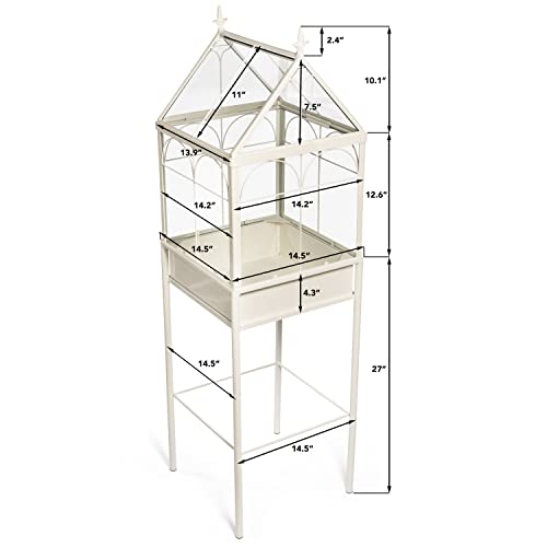 H Potter Freestanding Wardian Case Terrarium | Metal & Glass, Plant Stand - size: Medium