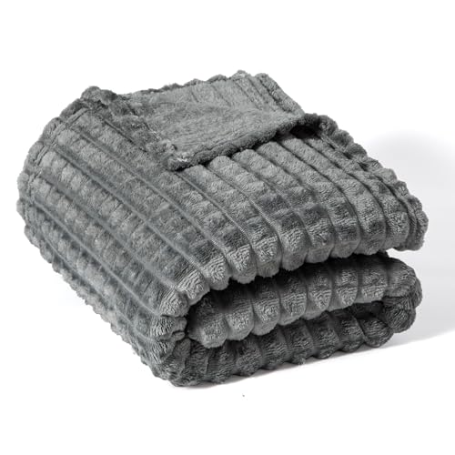Ultra Soft Jacquard Sherpa Throw Blanket, Lightweight Yet Cozy, Versatile Couch and Travel Blanket, Checker Pattern, Multiple Sizes and Colors, Easy-Care and Durable,50x60 Inches - color: Grey