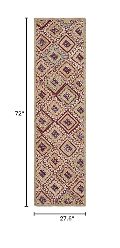 SAFAVIEH Cape Cod Collection Runner Rug - 2'3" x 6', Natural & Red, Handmade Flat Weave Diamond Braided Jute & Denim, Ideal for High Traffic Areas in Living Room, Bedroom (CAP354B) - color: Natural/Red, size: 2'3" x 6' (Runner)