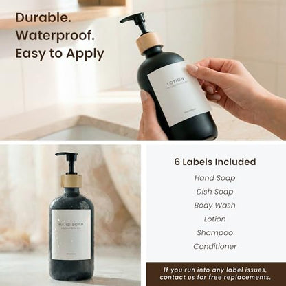 MaisoNovo Glass Dish Soap Dispenser for Kitchen Set of 2-16.9oz Dish and Hand Soap Dispenser Set for Kitchen - Black Glass Bottles x 2 with Black Bamboo Pumps & Tray - color: Black Bottles/Black Bamboo Pumps