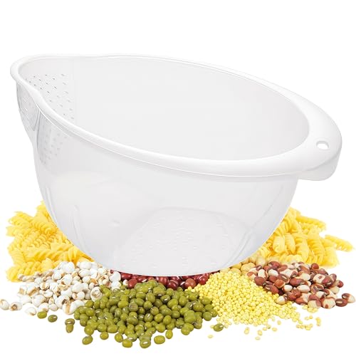 Japanese Rice Strainer Quinoa Washing Bowl Small Grains Washer Cleaner | Plastic Side Drainers Colander for Rinsing Fruits, Vegetables and Beans, BPA-Free - color: Clear