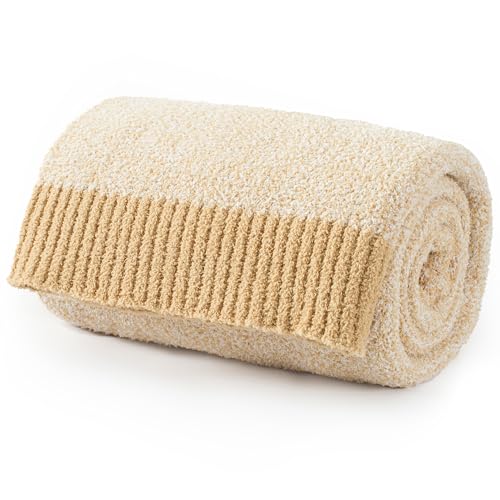 Carriediosa Heather Throw Blanket 60x80, 400GSM Ultra Soft Microfiber | Yolk Yellow, Fuzzy Fluffy Cozy Plush Knit Knitted Throws, Lightweight Cute Preppy Fall Blankets for Couch, Bed - color: Heather - Yolk Yellow, size: 60" X 80"