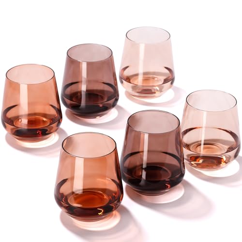 Venus Stemless Wine Glass Set of 6-17oz Wine Glasses, Stemless Drinking Glasses for Wine, Cocktails & Beverages - Elegant Glassware for Home, Bar & Holiday Use - color: Venus, size: 17oz
