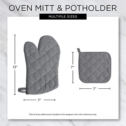 DII Basic Terry Collection 100% Cotton Quilted, Oven Mitt, Stonewash Blue, 2 Piece - color: Stonewash Blue, size: Oven Mitt