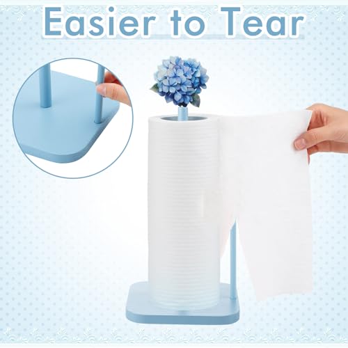 Leinuosen Blue Hydrangea Coquettish Cute Hydrangea Wooden Paper Towel Holder Blue Bathroom Countertop Accessories Kitchen Roll Stand Organizer Standing Apartment Decor Housewarming Gift - style: Blue Hydrangea