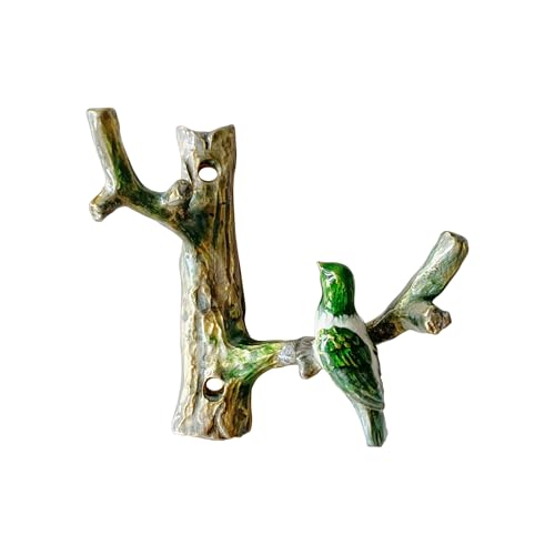 Vintage Bird Shaped Decorative Wall Hook Rack Hanger for Hanging Clothes Coats Towels Keys Hats, 1 Pack Antique Metal Mounted Wall Hook - color: Green