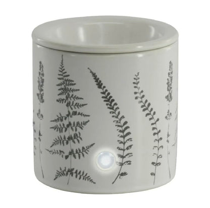 Ceramic Electric Wax Warmer with Botanical Fern Decal, White, 18-Watt, 4x4.4 Inches