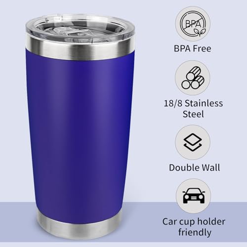 20oz Stainless Steel Tumbler Bulk with Lid, Travel Mug - Double Wall Vacuum Powder Coated Cup - Dark Blue, 6 Pack - color: Dark Blue, size: 6 Pack
