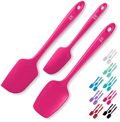 DI ORO Silicone Spatula Set - 600F Heat Resistant, 3-Pc Magenta | Rubber scraper won't scratch nonstick pans; For baking, cooking, mixing, and frosting; BPA-free and dishwasher safe - color: Magenta