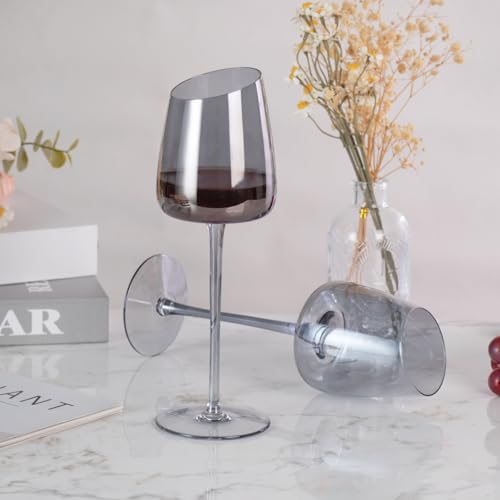 KAMMAK Crystal Red Wine Glasses Set of 2, 9.47 oz Stemmed Glasses, XH013 | Hand Blown, Bordeaux Wine Glasses, Thin Rim & Long Stem, Red & White, Daily Use, Wedding or Birthday Gift for Women - size: 8KPXH013