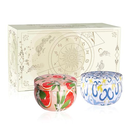 2 Pack Home Scented Candle, Grapefruit and Pine Scented Candles Ladies Gift Set, Soy Wax, Long Burning and Tin Candles, Birthday, Mother's Day, Anniversary. - color: 2Pack-Grapefruit and Pine