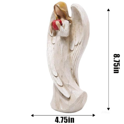 Hodao 8.75inch Resin Praying Angel Sculpture Figurine for Gifts Home Decoration Praying commemorating Angel Statue, exquisitely Carved and Hand-Painted Characters (with Hear) - style: with heart