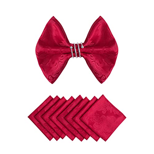 Red Jacquard 17x17 Square Polyester Cloth Napkins Set of 8 | Waterproof, Stain Resistant, Shrink Proof, Washable, fabric, Outdoor, Dining, Wedding, Kitchen, Party, Banquet, Reusable - color: Red