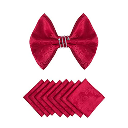 Red Jacquard 17x17 Square Polyester Cloth Napkins Set of 8 | Waterproof, Stain Resistant, Shrink Proof, Washable, fabric, Outdoor, Dining, Wedding, Kitchen, Party, Banquet, Reusable - color: Red