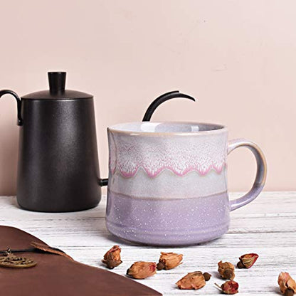 Bosmarlin Large Ceramic Coffee Mug, Big Tea Cup, 7 Colors to Choose, 21 Oz, Dishwasher and Microwave Safe, 1 PCS (Purple) - color: Purple