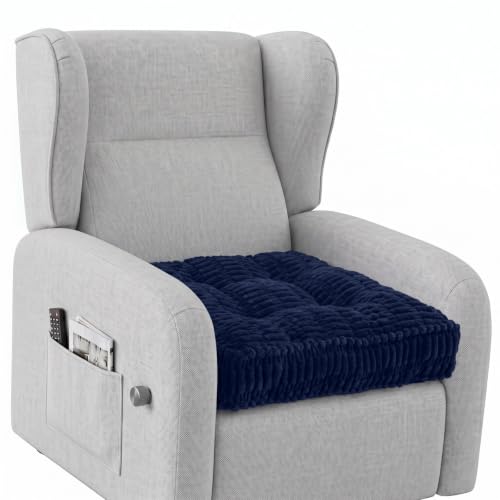 idee-home Recliner Cushions for Elderly, 20x20x5 Inch Recliner Seat Cushion | Corduroy Large Square Seat Cushion Tufted for Recliner Chair, Floor Pillow, Boosting Support Reduce Hip & Lumbar Pain, Navy - color: Navy