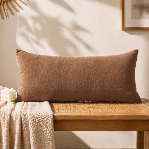 JoraLion Chenille Lumbar Pillow Covers 14X26 inch Dark Orange | Solid Dyed Decorative Throw Pillow Covers, Plain Farmhouse Soft Chenille Cushion Case for Couch Sofa Bed Room, Pack of 1 - color: Dark Orange, size: 26" x 14" (Pack of 1)