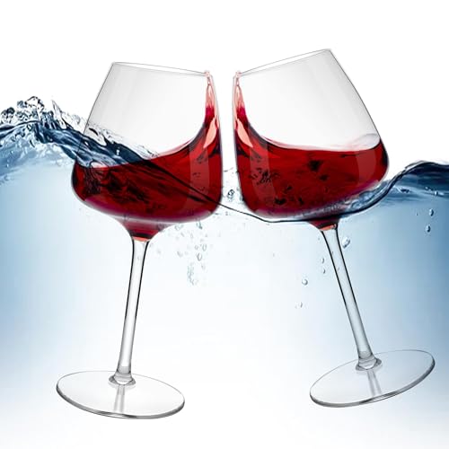 MICHLEY Floating Wine Glasses for Pool Unbreakable Tritan Plastic Red Wine Glasses with Stem Poolside Floating Cups 20.5 OZ, Dishwasher Safe, Set of 4 - color: Red Burgundy 20.5oz, size: 4 Count (Pack of 1)