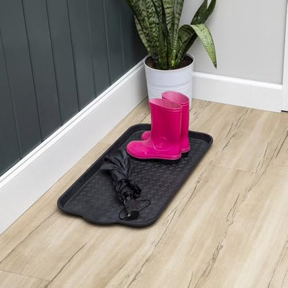 Diamond Boot Tray 15"x 29" Black Plastic Shoe Mud Mat for Entryway | Indoor Outdoor Entryway Shoe Drip Pan, Drainage Shoe Holder for Garden Boots Pet Feeding Craft Project Floor Protection