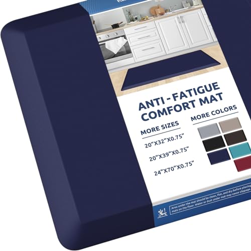0.8" Thick Kitchen Mat Cushioned Anti Fatigue Rug Comfort Floor Mats | Water-Resistant, Non-Slip, Easy to Clean Comfort Floor Mat for Kitchen, Sink & Office, Multiple Colors & Sizes, 39" x 20" - color: Blue, size: 39"L x 20"W x 0.8"Th