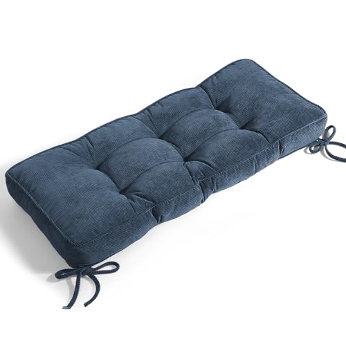 Detiblue Bench Cushion for Indoor Furniture,48x16Inch Tufted Bench Seat Cushion with Non-Slip, Comfortable and Durable for Shoe/Entryway/Storage with Cushion（Deep Blue） - color: Deep Blue, size: 48x16x4