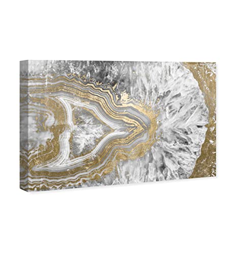 Oliver Gal Abstract Modern Canvas Wall Art Agate Geode Crystal Ready to Hang Home Decor 20.0 x 30.0 Gold and White Canvas Art for Living Room - size: 20"L x 30"W, style: Wrapped Canvas