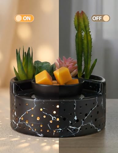 Wax Warmer Wax Melt Warmer for Scented Wax, 4-in-1 Ceramic Electric Candle Wax Melter Burner Fragrance,PTC Heating with 7 Colors LED Changing Light for Scented Wax Melts/Tarts/Fragrance Cubes