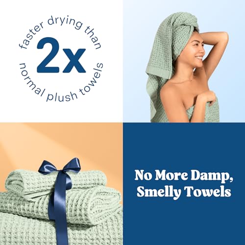 ONSEN Supima® Waffle Face Towels, Quick Dry Lint Free 100% USA Cotton, Lightweight Absorbent Face Towel Set, 12x12 in (Sage Green, Face Towel 2-Pack) - color: Sage Green, size: Face Towel 2-Pack