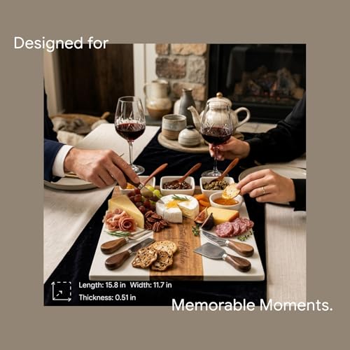 Charcuterie Boards Gift Set - Acacia Wood Cheese Board Set Charcuterie Tray & Serving Platter for Hosting & Entertaining, Bridal Shower Gifts for Women, Gifts for Home, Wedding & Birthday