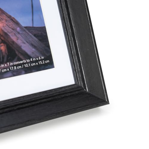 5x7 Picture Frame Black, Display 5x7 without Mat or 4x6 with Mat, Wall Gallery Photo Frames - color: Black Wood, size: 5x7 inches