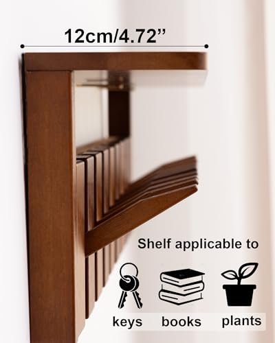 Wooden Coat Rack Wall Mount with Shelf, Heavy Duty Entryway Organizer with 8 Hooks,Coat Hooks Hanger for Coats, Hats, Bags & Towels, Walnut Wall Hanger for Hallway, Bedroom, Kitchen (8 Hooks) - size: 8 Hooks