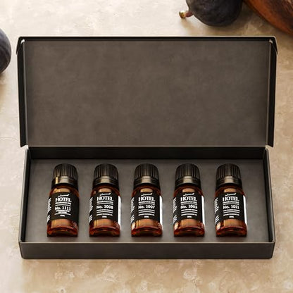 AirScent Hotel Diffuser Oil Gift Set - Most Popular 5-Star Hotel Scents | 5 Pack - 10 mL, 0.34 fl oz Fragrance Oil Set - Inspired by My Way, The Beach Villas and Other Luxury Hotel Scents