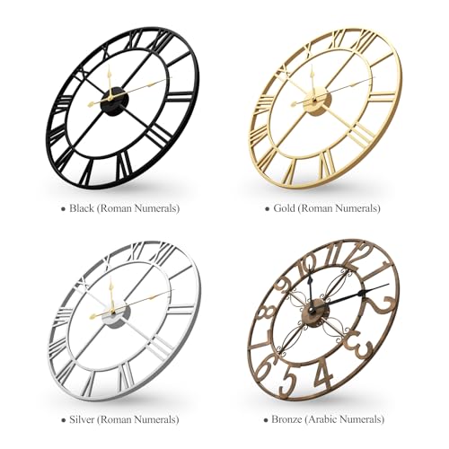 20 Inch Black Wall Clock, Battery Operated Round Clock, Arabic Numerals - color: Black Arabic Number, size: 20 Inch