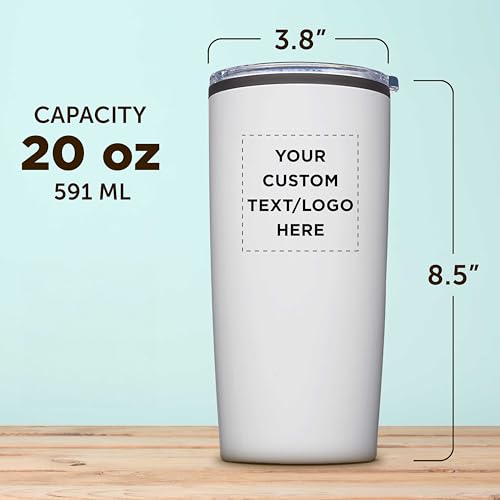 Custom Plastic Tumblers 20 oz Set of 6/12/24 Personalized Bulk Pack with Lids, Ice Coffee Tumbler, To Go Cup Insulated - White - color: - Custom – White